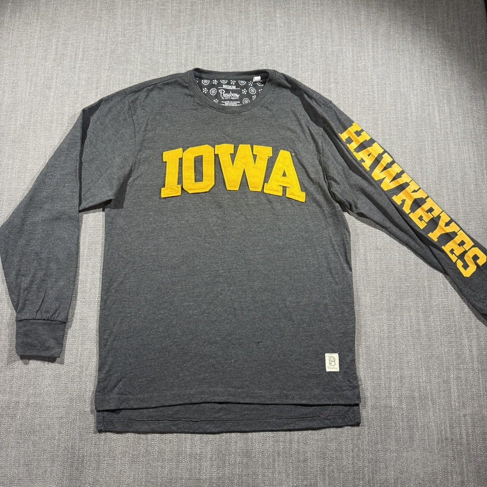 Iowa Hawkeyes Shirt Womens Medium Gray NCAA Football Pressbox‎ Long Sleeve